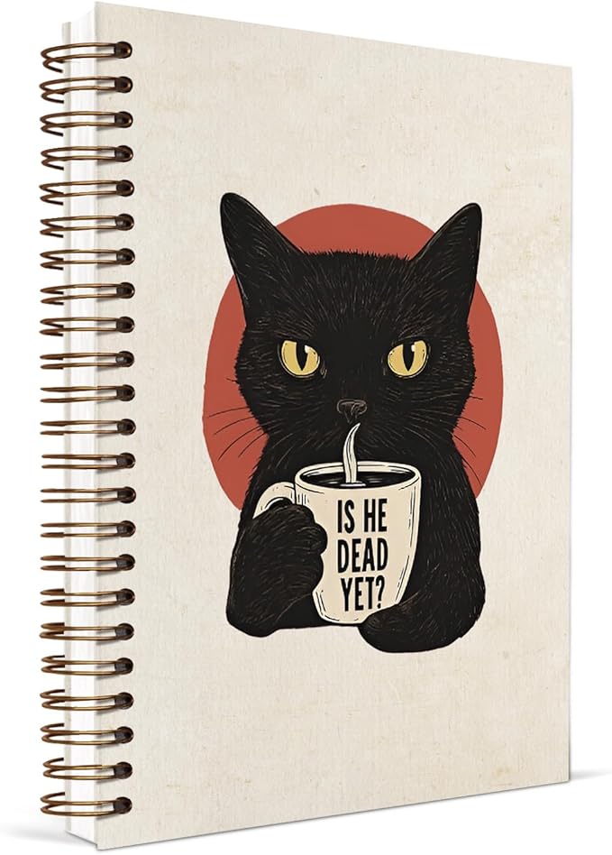 KDHTY Funny Office Notebooks,Vintage Funny Black Cat Notebook Journal,Cat Office Supplies Notebooks for School,Gifts for Cat Lovers,Sarcastic Office Work Humor Gifts for Coworkers Women Men Hardcover Spiral Notebook 5.5 x 8.3