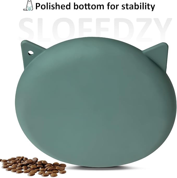 Slow Feeder Cat Bowl 2 Packs, Durable Anti-Gulping Cat Food Bowl for Healthy Digestion, Easy to Clean for Wet/Dry Food (Green+Green)
