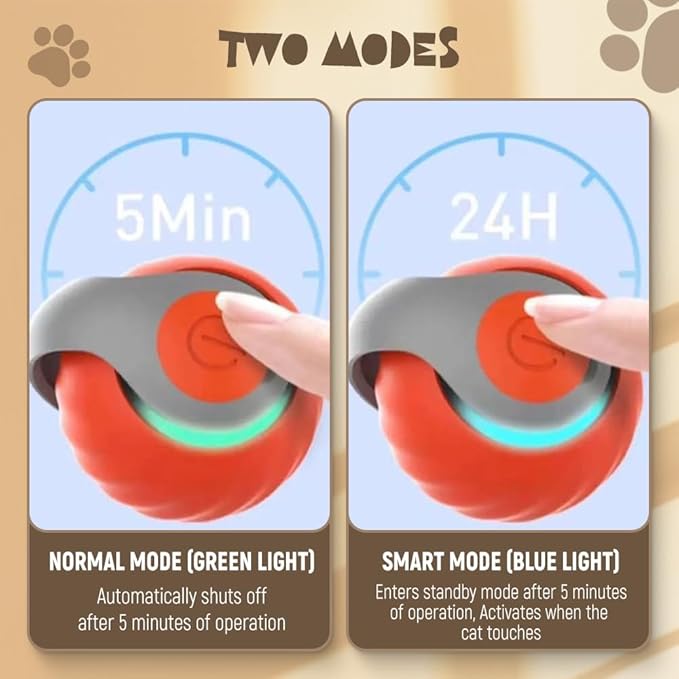 2025 New Speedy Toy Interactive Cat Toy for Indoor, Two Speed Adjustment With Replacement Tail, USB Rechargeable Smart Automatic Rolling Pet Ball (Blue* 2)