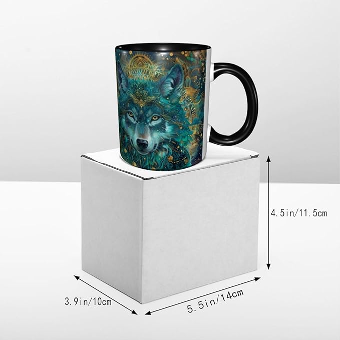 Wolf Coffee Mug 11 OZ Ceramic Tea Cup Novelty Mugs Funny Coffee Cups with Handle