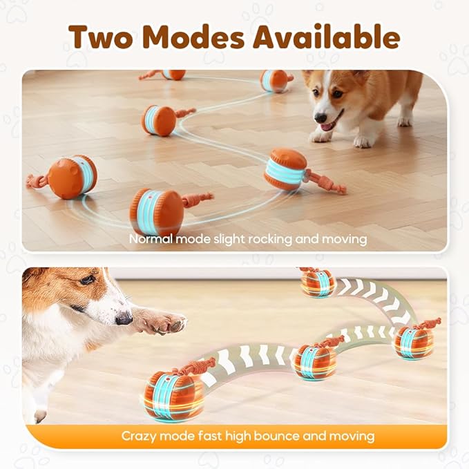 Interactive Dog Toy,2026 New Automatic Rolling Ball with Rope for Cat, Durable Dogs Rope Toy for Chewing and Playing, Dogs Ball Toy for Puppy Cats (Blue/1pcs)