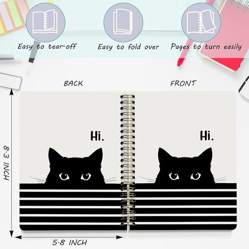 2 Pcs Cute Cat Spiral Notebook, Cute Gifts Journaling Notebooks for Work, College Ruled Notebook Journal, Peeking, Office Home College Supplies Cat Themed Gifts for Girls Teens Colleagues