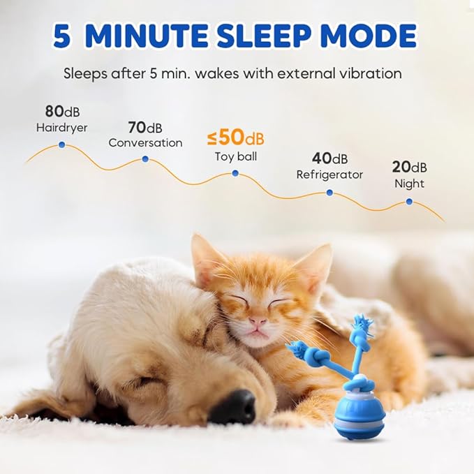 Dog Ball Toy Tail 2.0 Dog Toy, 2025 New Smart Interactive Cats Toys Ball, Squeaky Toy Electric Automatic Rolling Moving Pet Toy Balls with Rope for Cats and Medium Small Dogs Puppy (Blue, 2pcs)