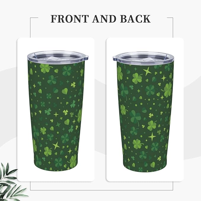 St Patrick's Day Tumbler 20oz Shamrock Stainless Steel Insulated Tumblers with Lid and Straw Irish Clover Travel Coffee Mug Tea Wine Cups Water Bottle Holiday Gifts for Women