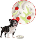 Ceramic Slow Feeder Dog Bowl - Portion Control Feeding Bowl for Medium Dogs - Cute Maze Food Dish for Fast Eaters - 3.1 Cups (310 g) - Doodle Series (Strawberry)