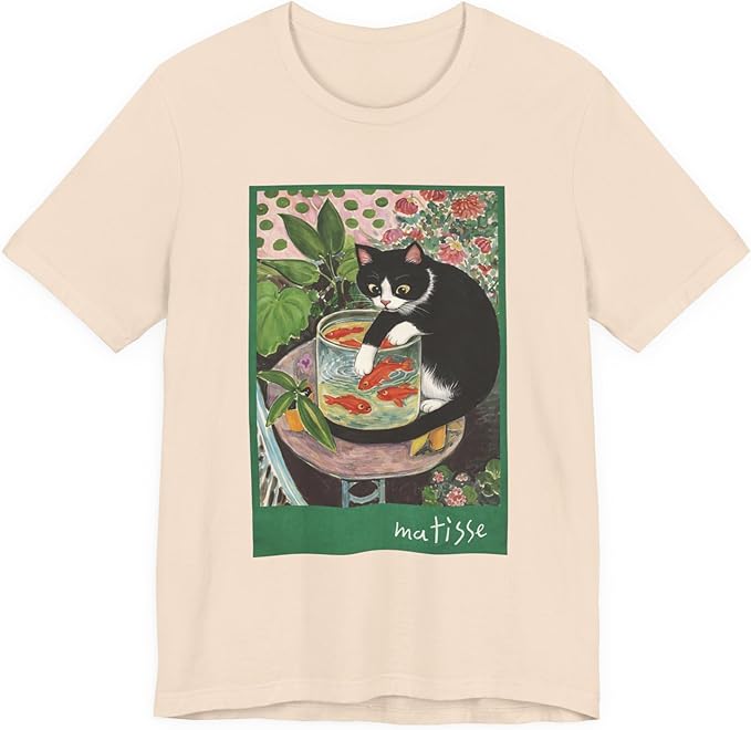 Vintage Cat Painting T Shirt, Matisse Inspired Cat Tee, Retro Art Aesthetic Shirt, Funny Cat Lover Gift