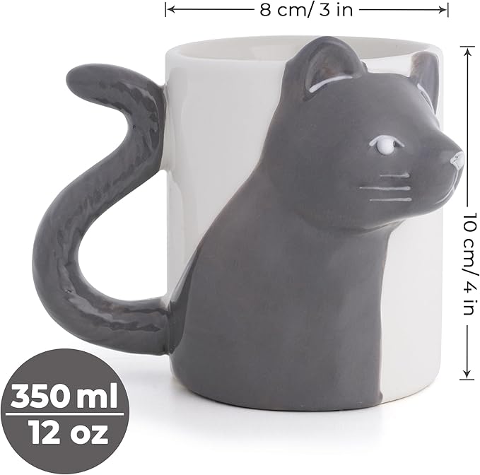 MIAMIO - Kissing Cat Mugs Set/Coffee Cups, Cat Lover Gifts for Men/Women