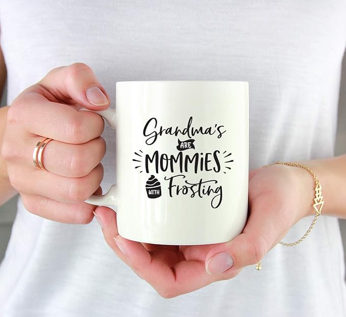 Andaz Press Mother's Day 11oz. Ceramic Coffee Tea Mug Gift for Mom, Grandma's are Mommies With Frosting, 1-Pack, Birthday Christmas Gift Ideas