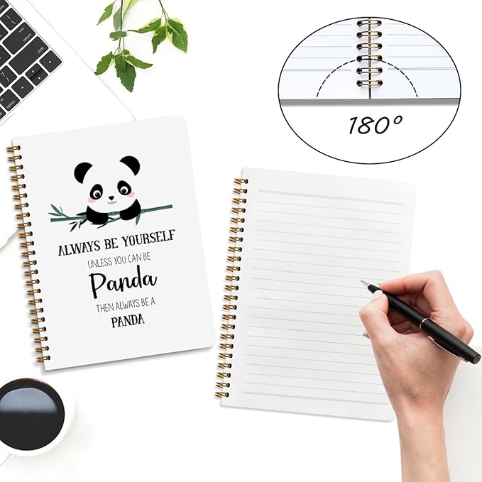 2 Pcs Cute Panda Spiral Notebook Cute Pandas Journaling Notebooks Panda Themed Gifts for Women Girls Teens Friend Teens College Ruled Notebook Journal, Classroom Office Supplies