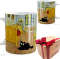 Famous Art Paintings Funny Cat Coffee Mug for Artist Art Lover Teacher Cat Lovers, Famous Picture Classic Vincent Aesthetic Canvas Mug Birthday Gift for Women Man (Bedroom in Arles)