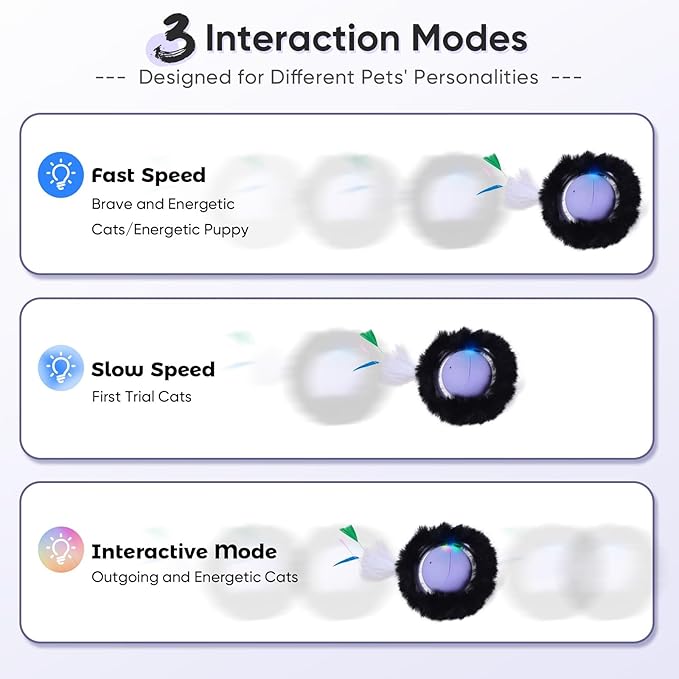 ORSDA Cat Toys for Indoor Cats, Interactive Activated Moving Ballt, Automatic Fast Rolling Ball for Adult Cats, Exercise Kicker Mouse Catching Game