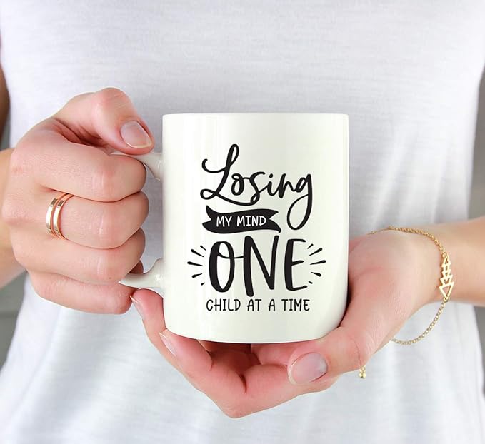 Andaz Press Mother's Day 11oz. Ceramic Coffee Tea Mug Gift for Mom, Losing My Mind One Child At a Time, 1-Pack, Birthday Christmas Gift Ideas