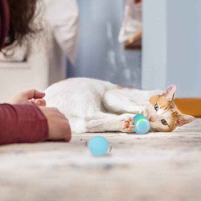 Interactive Cat Toys Ball, Automatic 360° Self-Rotating Rolling Ball with USB Rechargeable pet Exercise Chase Toy Balls for Kitten & Dog Playing