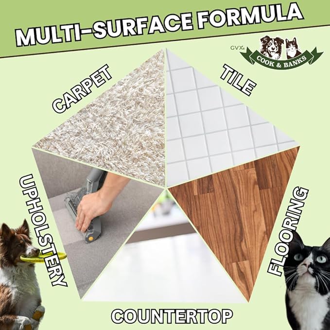 GVX Cook & Banks Pet Odor Eliminator - Dog Urine Odor Eliminator & Cat Spray Deterrent, Pet Stain Remover for Carpet, Hard Floor & Couch, Dog Pee Spray, Urine Deodorizer & Neutralizer for Home, 32 oz