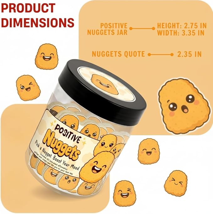 DEARMINE Positive Chicken Nuggets Jar with 60 Affirmation Cards, Emotional Support Chicken Gift, Chicken Nuggets Gifts, Gag Cute Funny for Women, Teens, Men