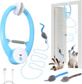 Automatic Interactive Cat Toys for Indoor Cats Electric Fluttering Butterfly Feather Wand Hanging Toy Kitten & Adult Cat Enrichment Stimulation Toys for Bored Cats USB Rechargeable, Blue