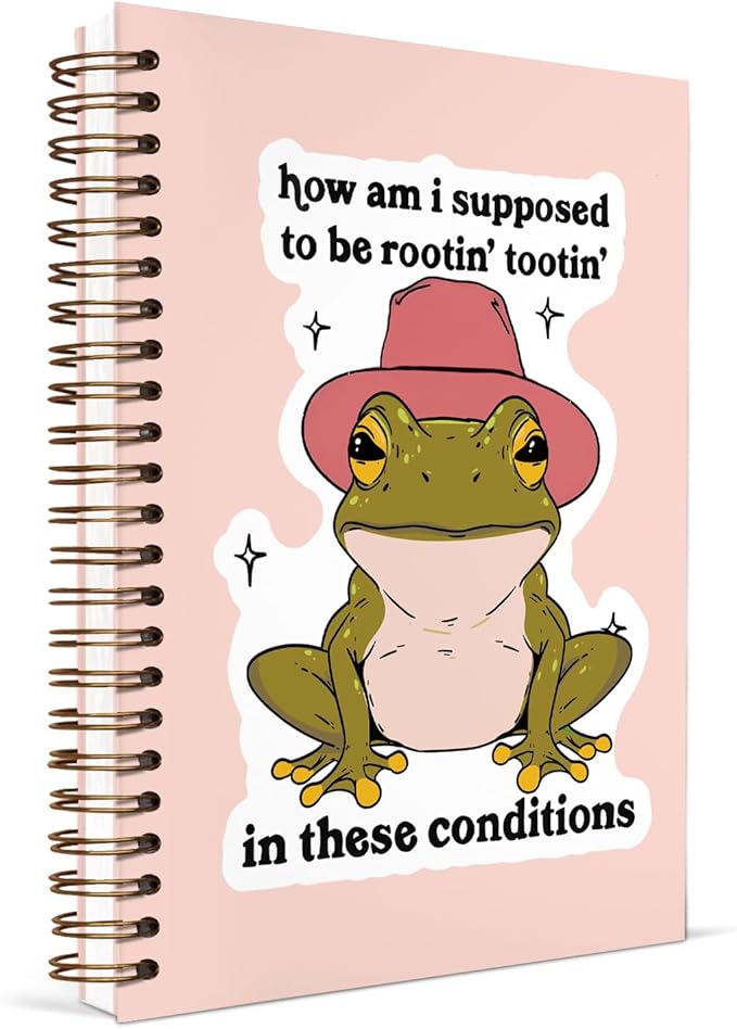 KDHTY Funny Cute Frog Notebook,Cute Western Frog Notebook Journal,Western Office Supplies,Cowgirl Notebooks Gifts for Women Men,Funny School Office Supplies,5.5 x 8.3