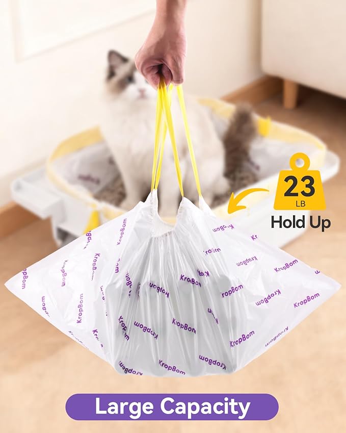 180 Count Automatic Cat Litter Box Liners Compatible with PetPivot AutoScooper 11 and Similar Open Top Self Cleaning Litter Box, Heavy Duty Cat Litter Bags Liners with Drawstring, 25.19" x 11.8"