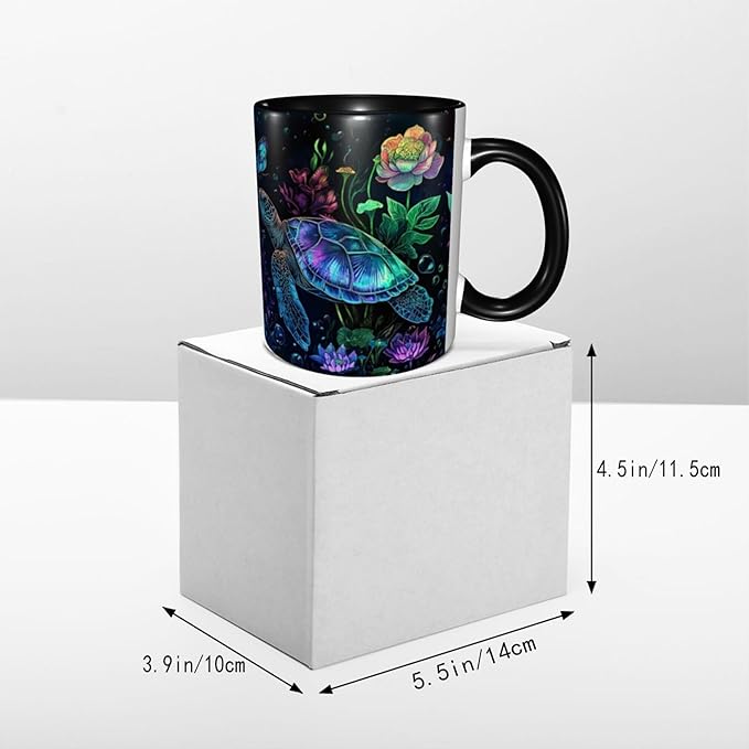 Sea Turtle Coffee Mug Funny Ceramic Tea Cup With Handle Dishwasher Microwave Safe for Women 11oz Porcelain Mugs