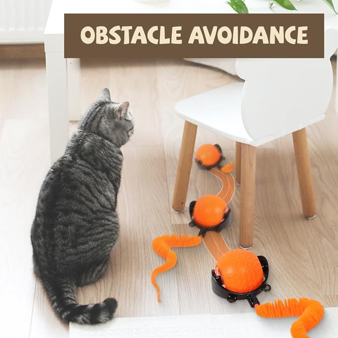 Interactive Cat Ball Toy, 2025 New Cats Ball Toys with Cord Imitation Mouse, Smart Self Rolling Pet Toys for Bored Indoor Adult Cats, Automatic Moving Peppy Pet Balls