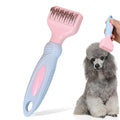 Professional Pink Pet Dematting Comb with Handle Metal Dog Comb Dematting Fur Rake Brush Pet Grooming Tool for Dogs and Cats Remove Loose Hair Mats Knots Tangles