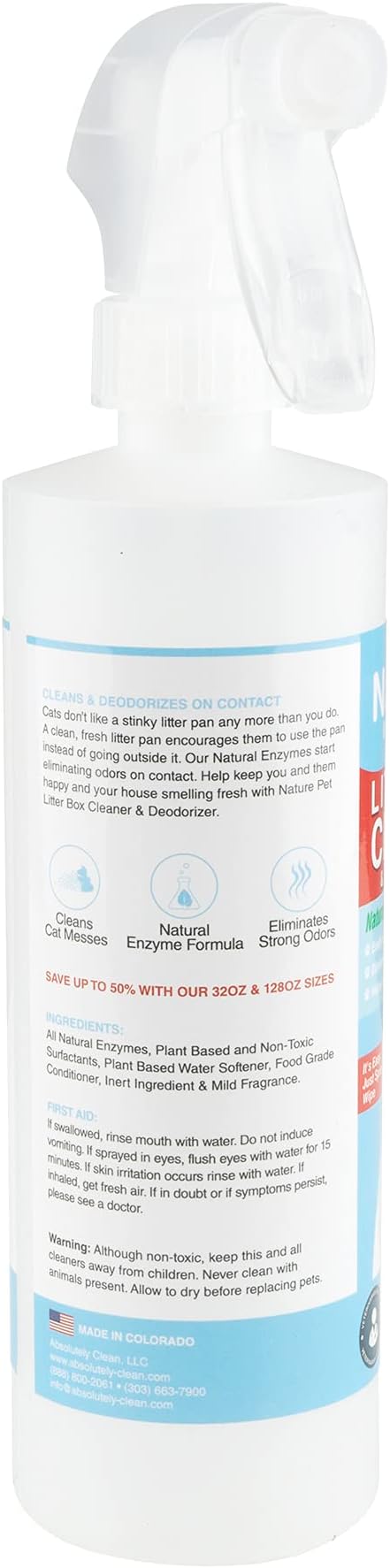 Litter Box Cleaner and Odor Eliminator, Eliminate Odors Quickly, Neutralizes Urine and Feces Odors in The Air and The Box, Make Litter Last Longer (16oz Spray Bottle)