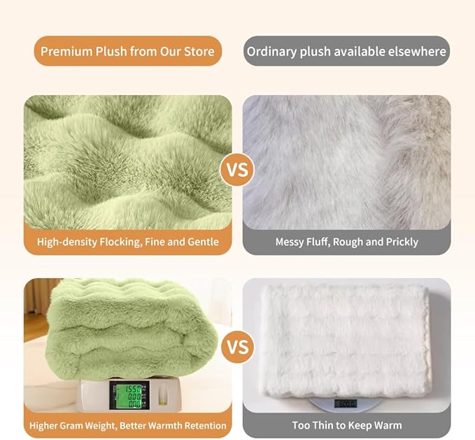 SOMAHE Self-Warming Cat Blanket for Indoor Cats & Small Dogs, Dual-Side Sherpa Plush Throw, Anti-Static Shared Couch Mat for Crate & Travel, Machine Washable No Shrink, 28x22 Inch Green