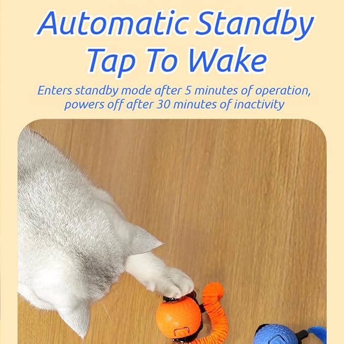 2026 New The Smart Wave Chase Ball, Revolutionary Smart Chase Ball 3.0, Interactive Fast Moving Ball with Tail, Automatic Cat Chase Balls Toy for Dog Cat Indoor Play (Blue)