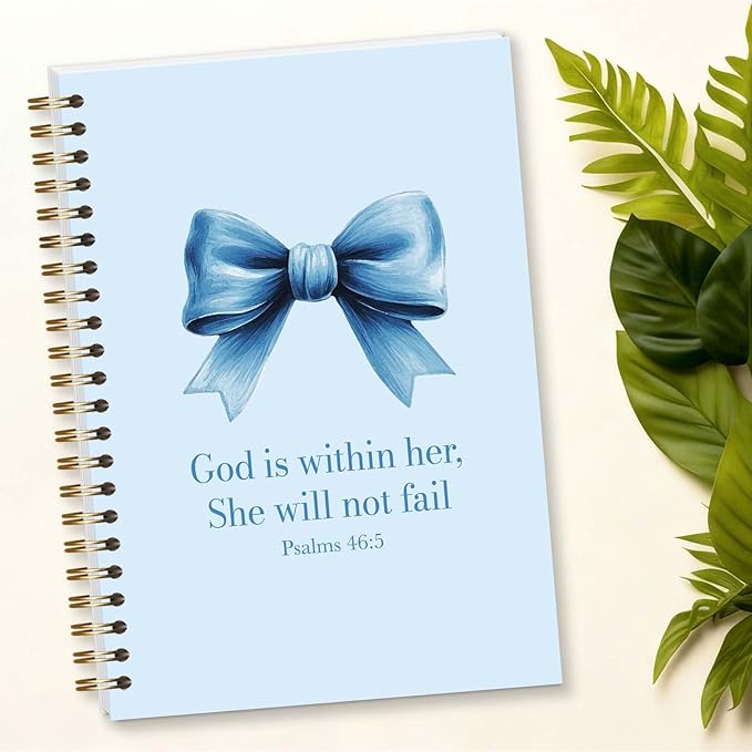 Bible Journal for Women, Coquette Blue Bow Bible Study Supplies, Christian Gifts for Women Girls, 5.5x8.3 Inch - A03