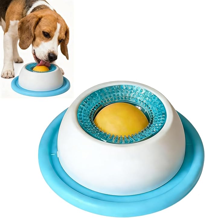 Slow Feeder Lick Ball & Bowl for Dogs & Cats, Anxiety Relief Treat Dispenser, Pet Enrichment Toy for All Breeds (for Dog)