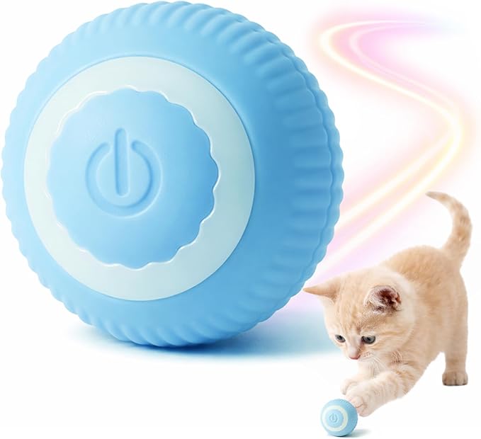 QUELIEN Cat Ball Toy, Interactive Cat Toy Ball with Automatic Moving & Rolling Motion, Electronic Cat Chase Toy for Indoor Cats, Smart Self Rolling Cat Ball