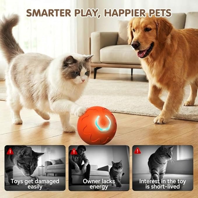 Drkicsy Automatic Moving Dog Toy Ball, Interactive Pet Balls USB Rechargeable Bouncing Ball, Electric Dog Toys Rolling Balls for Cat, Puppy, Small Medium Dogs (Upgrade Orange)
