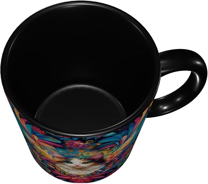 Cat Coffee Mug 11oz Ceramic Tea Cup With Handle Funny Porcelain Mugs for Women Dishwasher Microwave Safe