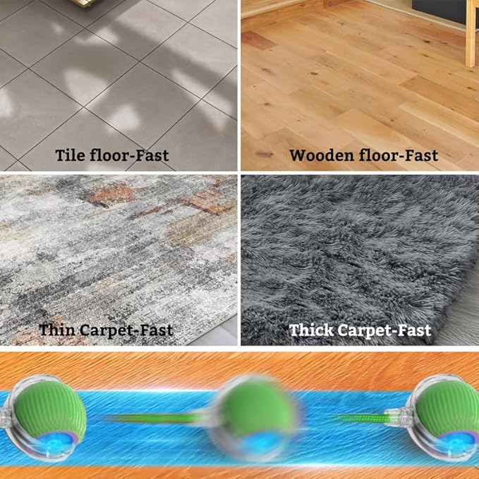 Interactive Cat Toy Ball, Automatic Rolling Electric Toy for Indoor Cats, Motion-Activated Smart Ball for Exercise and Play Toy for Kittens, Green