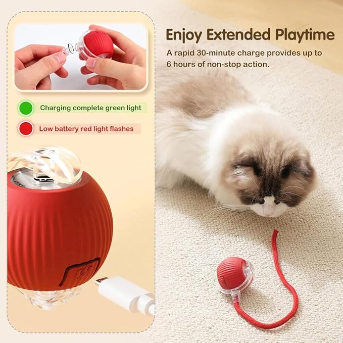 Dog Cat Toy Automatic Rolling Ball Smart Electric Pet Self-Moving Kitten Game US