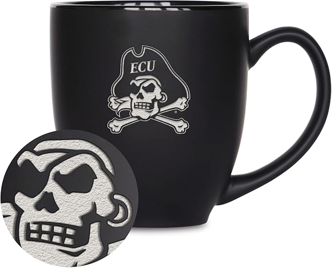 Rico Industries NCAA (D/E/F & G) Standard 15oz Laser Engraved Matte Black Ceramic Bistro Mug - For Hot or Cold Drinks