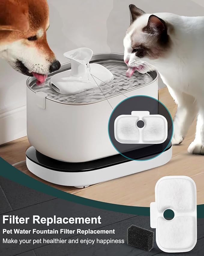 Cat Water Fountain Filter Replacements, 8 Months Set of Replacement Filters for Petli bro Dockstream Cat Water Fountain PLWF105/PLWF115/PLWF005 Ultra Quiet Fountain(16P)