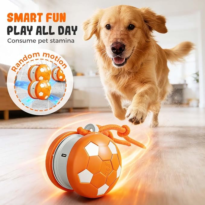 Interactive Dog Toys, Moving Interactive Dog Ball with Touch Activated, Automatic Rolling Ball Toys for Puppy/Medium Dogs, Squeaky Dogs Toy Active Rolling Wicked Balls for Daily Training (RED-3)