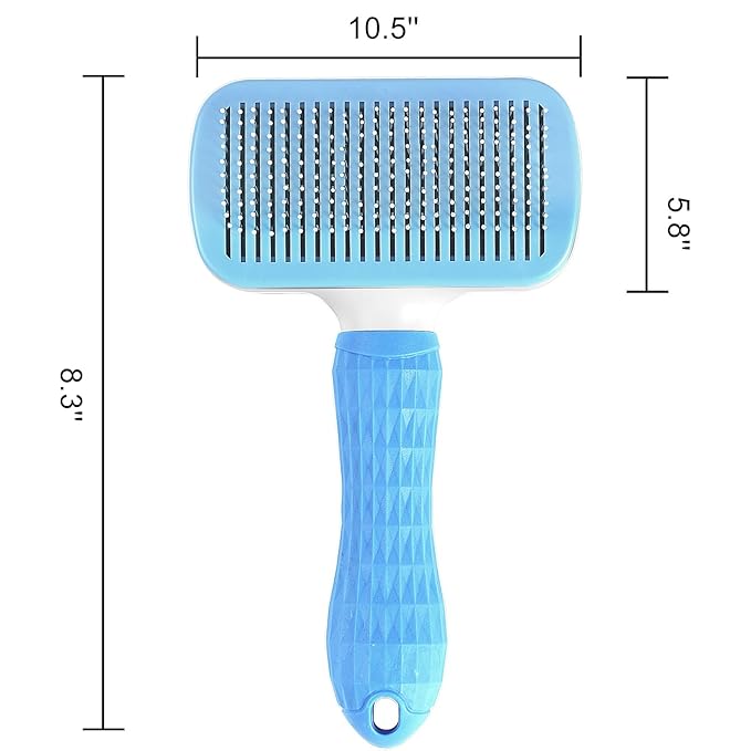 Self Cleaning Slicker Brush, Dog Cat Pet Grooming Shedding, Deshedding Brush and Dematting Tool, Easy to Remove Loose Undercoat, Knots, Mats, Tangles,and Flying Hair (Sky Blue)
