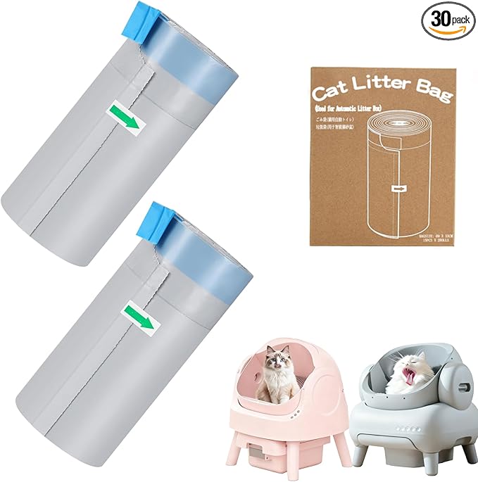 27"x 13" Automatic Cat Litter Box Liners for Self-Cleaning Robots,30 Count,Boxed Heavy-duty Liners