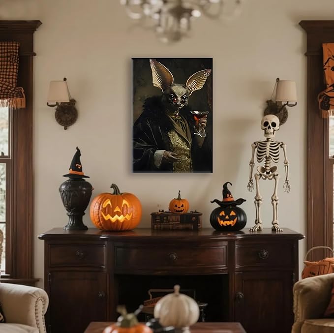 Jatinoo Gothic Bats Decor Wall Art Halloween Decorations Vintage Decor for Dark Academia Aesthetic Room and Gothic Home Decor