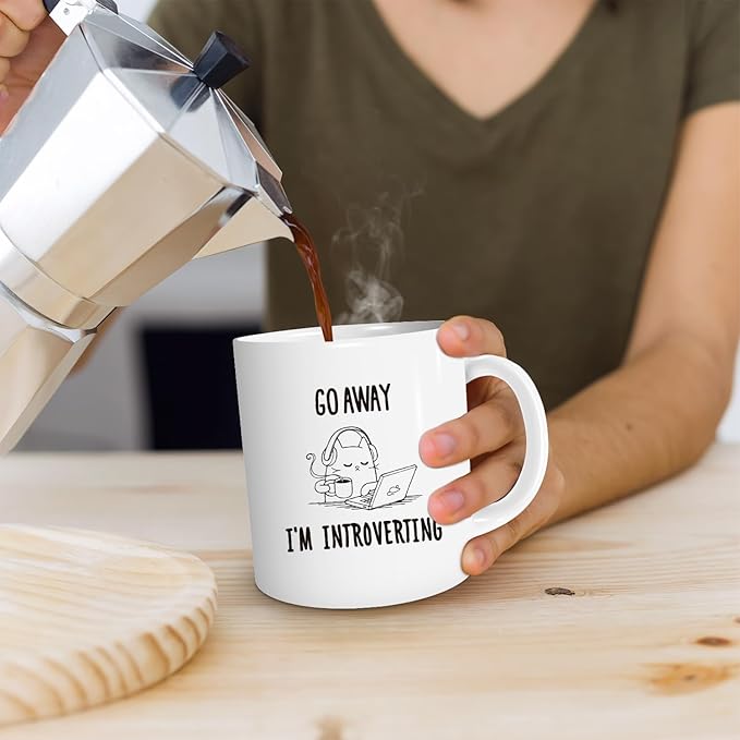 Introverting Cat Mug, Funny 11oz Coffee Mug for Cat Lovers, Birthday Gift