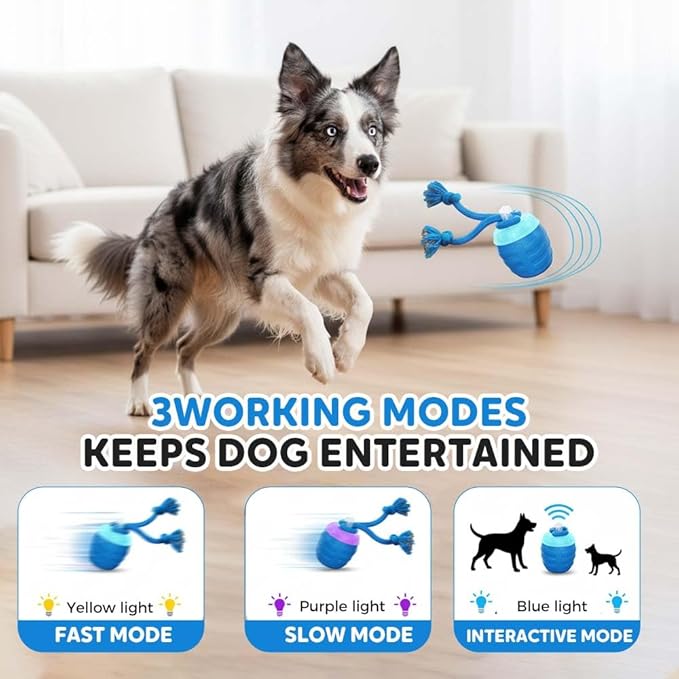 Interactive Dog Toys, New Motion Activated Cat Balls with 360° Smart Automatic Rolling Moving, Fun Boredom Relief for Cats and Dogs Indoor Play (Blue)