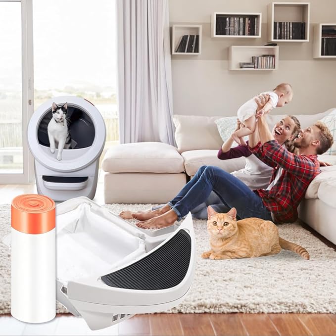 160 Pack Cat Litter Bags,Compatible with Litter Box Robot 3 & 4,Heavy Duty Automatic Cat Litter Box Liners,10-12 Gallons