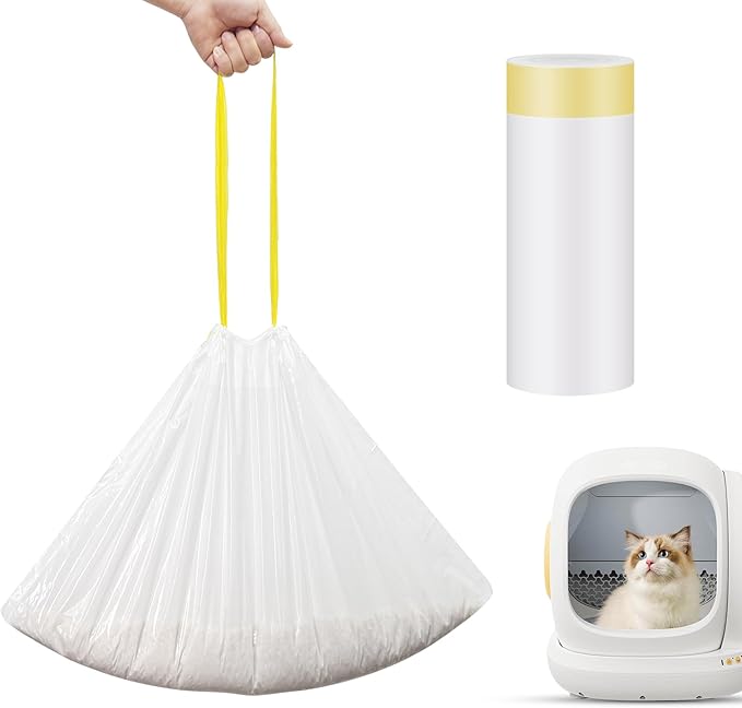 20 Count Cat Litter Box Liners for Self-Cleaning Cat Litter Box, Compatible with MeoWant MW-SC01/MW-SC02/MW-LR01 PETKIT PuraX PuraMax Drawstring Replaced Bags Waste Bags (1Pack /20 Counts）