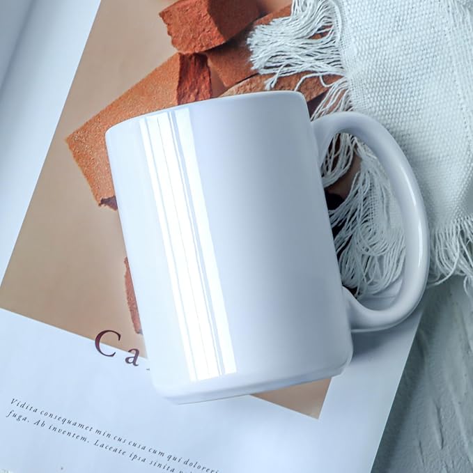 16 OZ Porcelain Coffee Mug, Classic Blank Ceramic Cup with Large Handle for Tea Latte Cappuccino, White