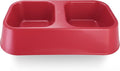 Lightweight BPA-Free Pet Feeder Bowl - Double Dish (16oz Each Side) for Dog & Cat Food & Water | Durable Plastic, Easy Clean, Made in USA (Red, Large)