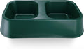 Lightweight BPA-Free Pet Feeder Bowl - Double Dish (16oz Each Side) for Dog & Cat Food & Water | Durable Plastic, Easy Clean, Made in USA (Green, Large)
