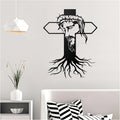 MDFUGEG Metal Cross Jesus Wall Decor-14.5x11.4in Black Religious Wall Art for Christian Catholic | Home Church Living Room Bedroom Decor, Baptism Mother's Day Religious Gifts