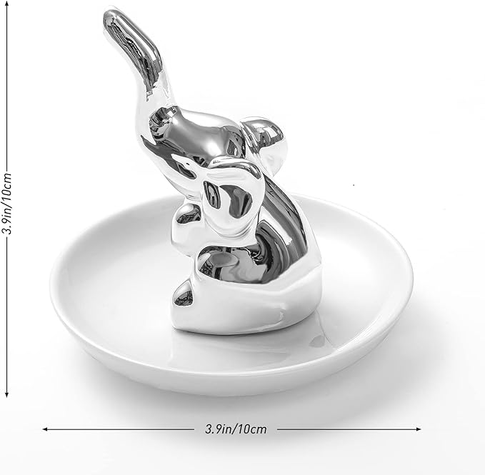 PUDDING CABIN Elephant Ring Holder - Womens Birthday Gift - Good Luck Elephant Gift for Women, Girls, Bedroom or Vanity Décor, Chrismtas Mothers Day Valentines Wedding Gifts Ideas